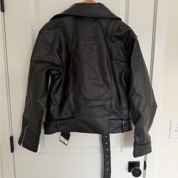 NWT Peppermayo Black Leather Biker Jacket Oversized - Picture 7 of 7